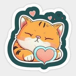 Sleepy Cat Valentine's Day Sticker